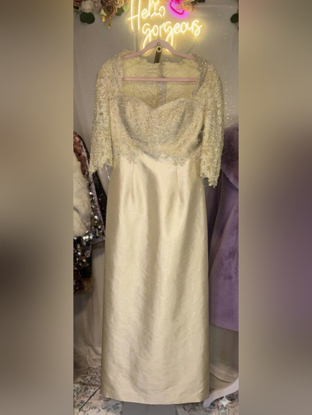 Vintage Montage Boutique Champagne Gold Size 10 Evening Gown